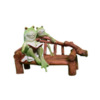 Reading Frogs Garden Figurine, Rustic Wooden Bench Design, 6.5 x 7 in, Home and Office Decor