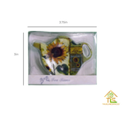 Ceramic Serving Tray White with Sun Flower Design Rectangular Decorative Platter for Tea Dessert Appetizer 4.37 x 7.25 Inch Including Teapot-Shaped Ceramic Spoon Rest 3 x 3.75 Inch | TrueLineSpaces