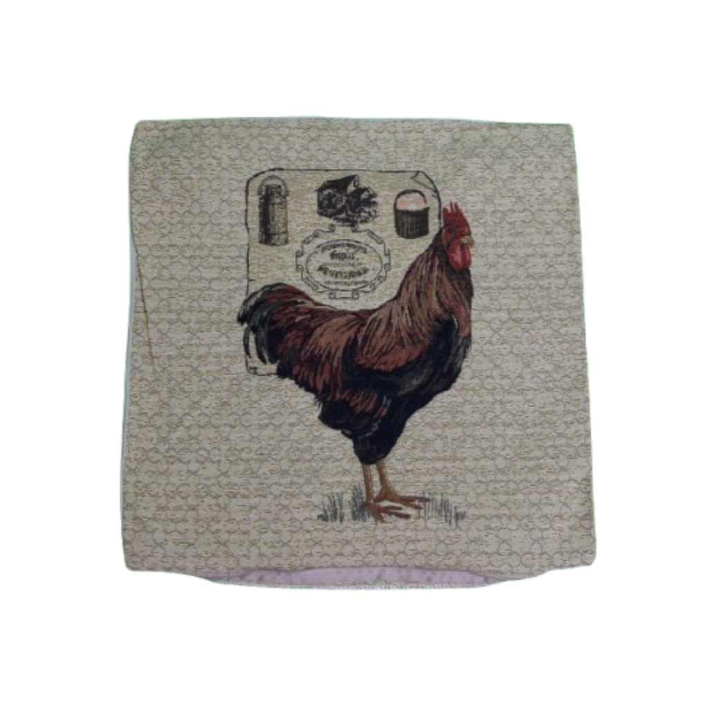 Farmhouse Rooster Pillow Cover, 18x18 Inch Linen Cushion Cover, French Country Tapestry Design with Zipper, Rustic Chicken Pattern for Sofa and Bed Decor | TrueLineSpaces